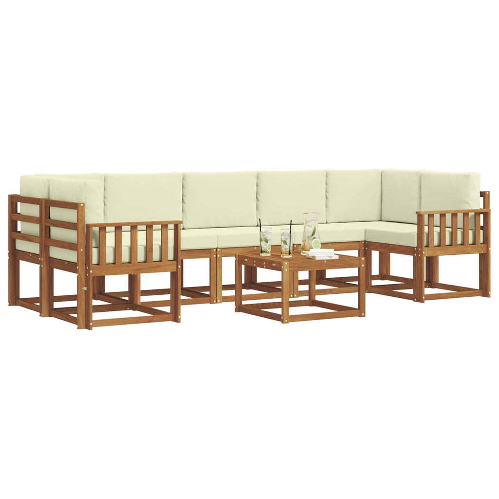 Outdoor-Sofagarnitur mit Kissen 8 pcs Natur und Creme