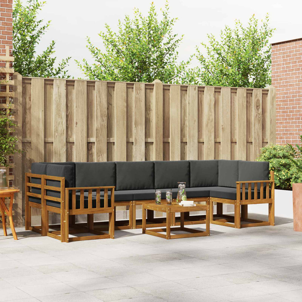 Outdoor-Sofagarnitur mit Kissen 8 pcs Natur und Anthrazit