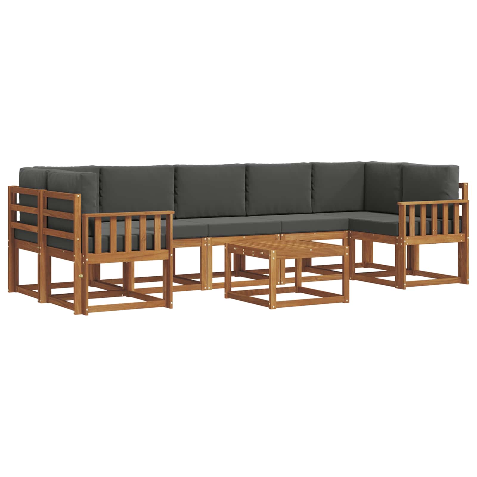 Outdoor-Sofagarnitur mit Kissen 8 pcs Natur und Anthrazit