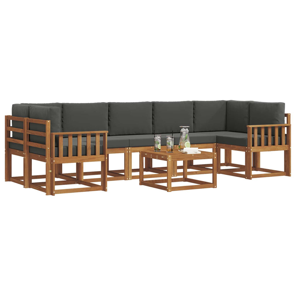 Outdoor-Sofagarnitur mit Kissen 8 pcs Natur und Anthrazit