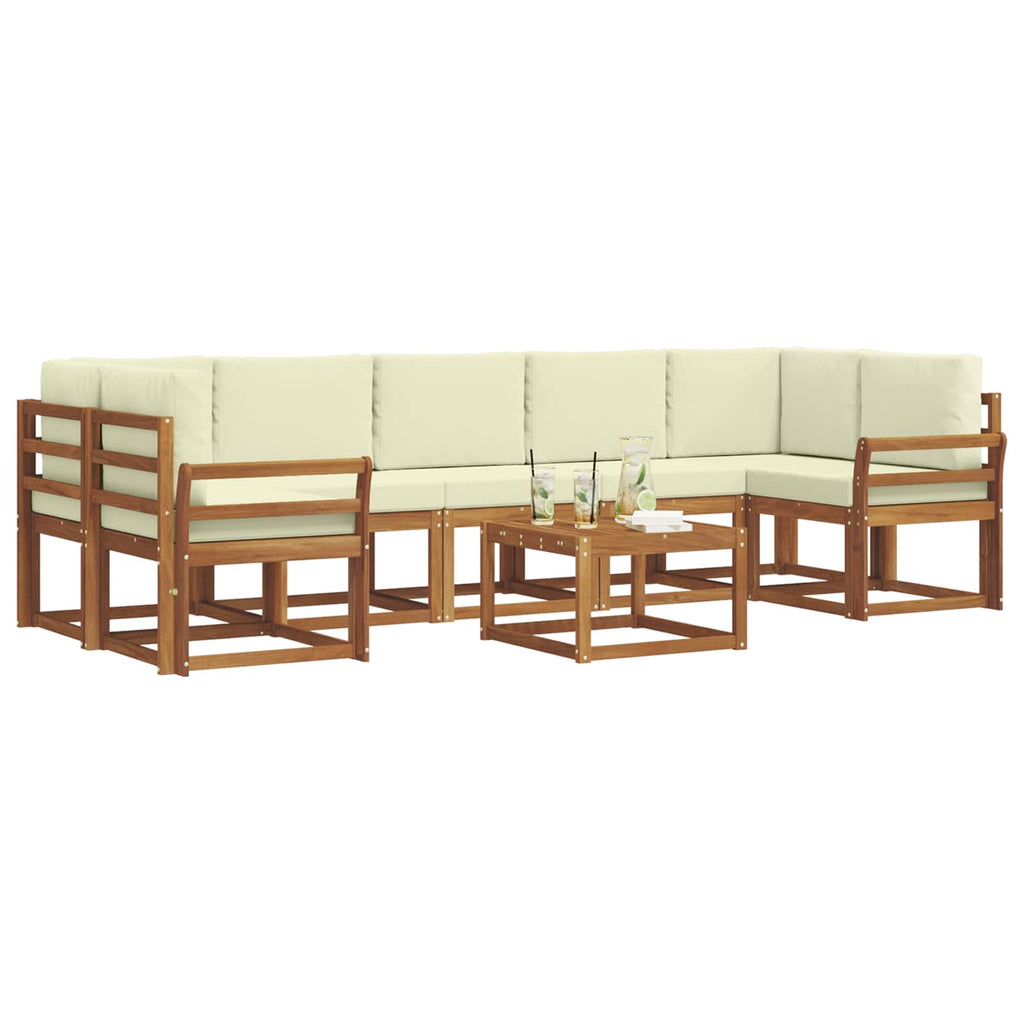 Outdoor-Sofagarnitur mit Kissen 8 pcs Natur und Creme