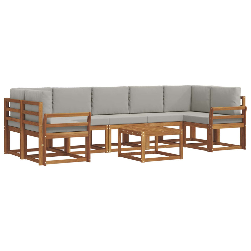 Outdoor-Sofagarnitur mit Kissen 8 pcs Natürlich und Hellgrau