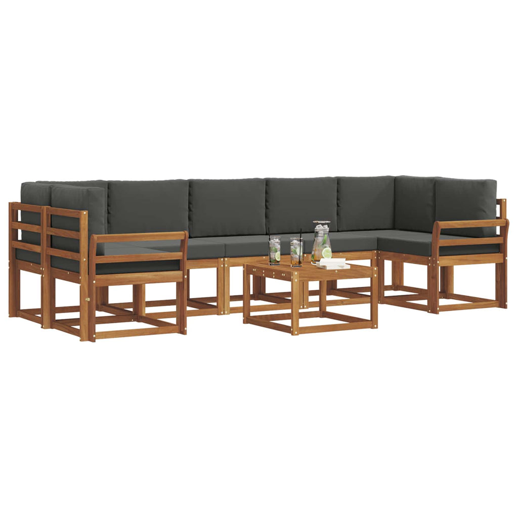 Outdoor-Sofagarnitur mit Kissen 8 pcs Natur und Anthrazit