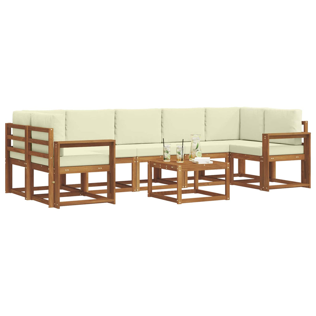 Outdoor-Sofagarnitur mit Kissen 8 pcs Natur und Creme