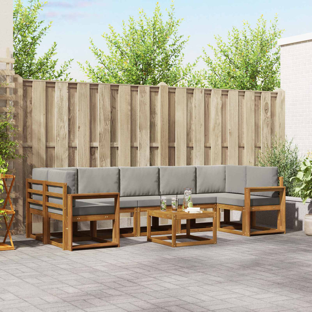 Outdoor-Sofagarnitur mit Kissen 8 pcs Natürlich und Hellgrau