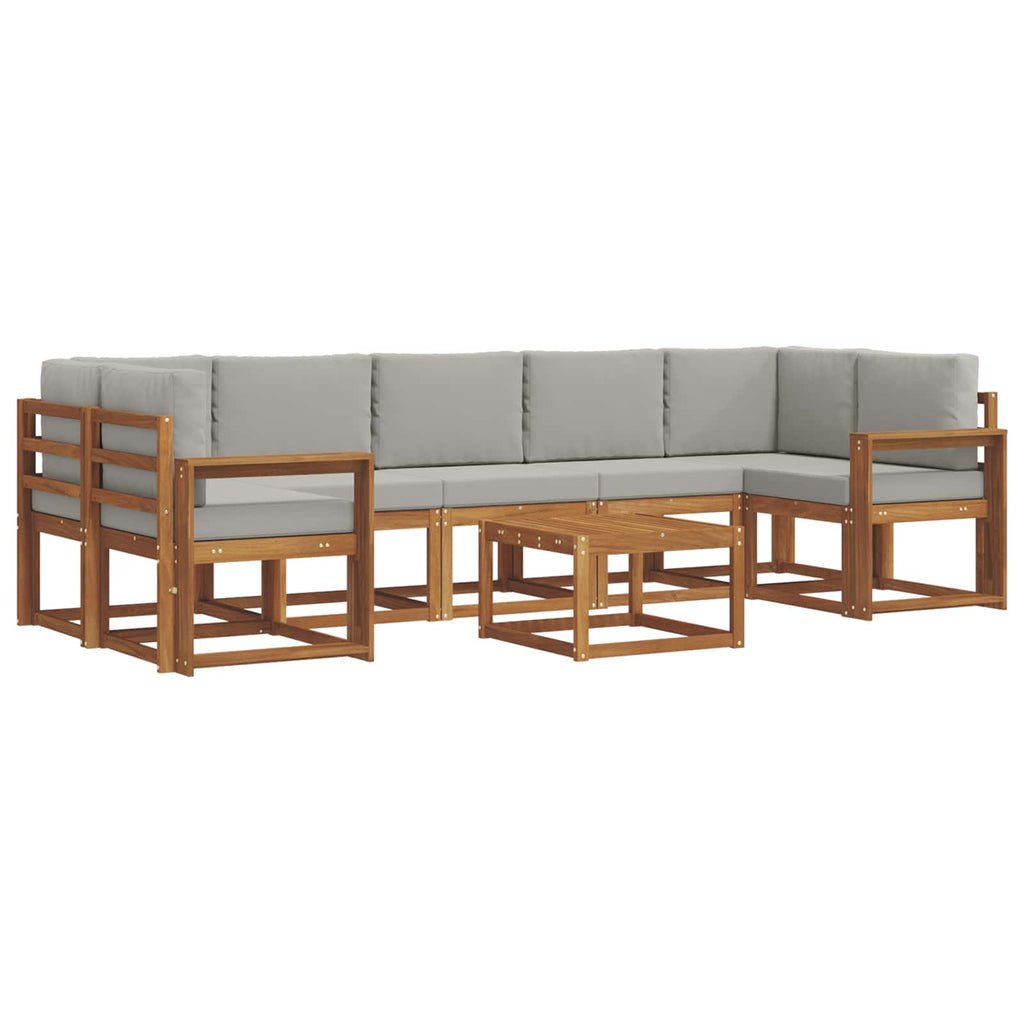Outdoor-Sofagarnitur mit Kissen 8 pcs Natürlich und Hellgrau