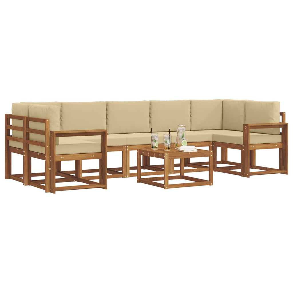 Outdoor-Sofagarnitur mit Kissen 8 pcs Natur und Beige