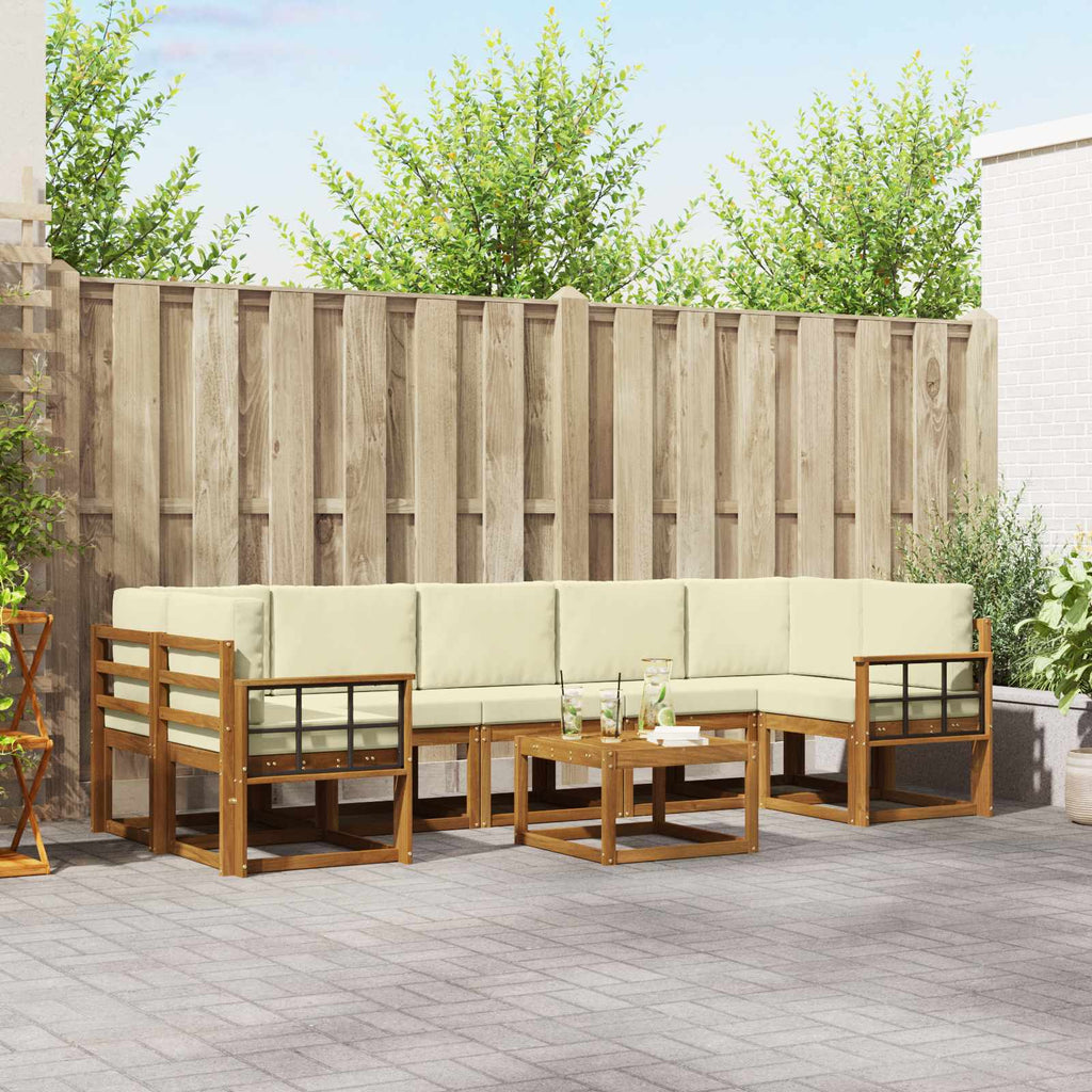 Outdoor-Sofagarnitur mit Kissen 8 pcs Natur und Creme