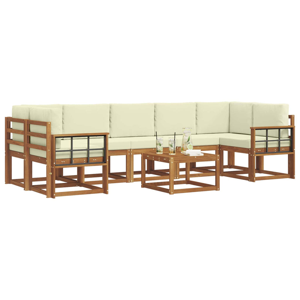 Outdoor-Sofagarnitur mit Kissen 8 pcs Natur und Creme