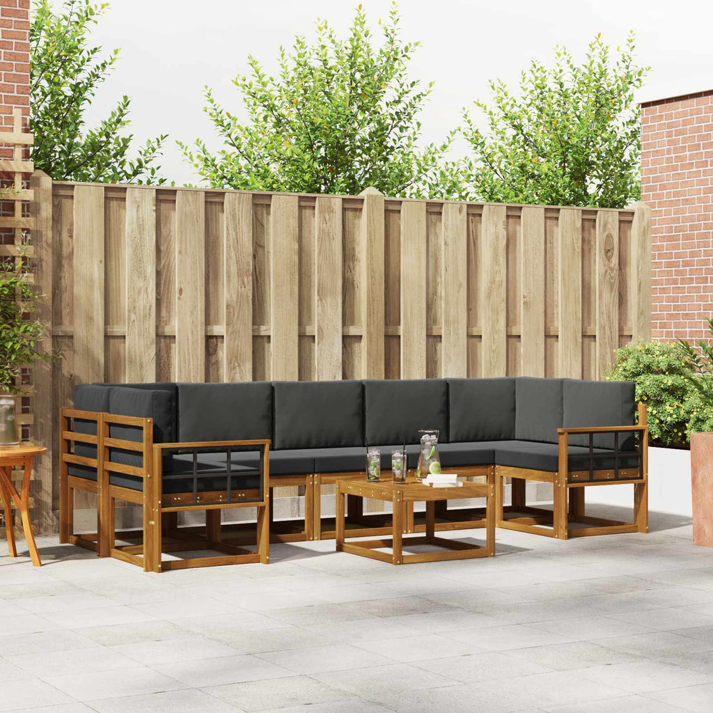 Outdoor-Sofagarnitur mit Kissen 8 pcs Natur und Anthrazit