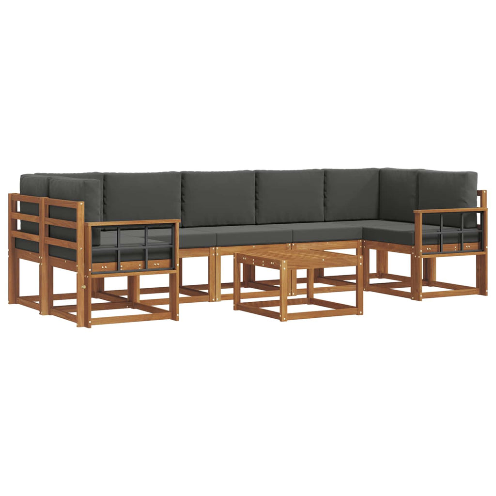 Outdoor-Sofagarnitur mit Kissen 8 pcs Natur und Anthrazit