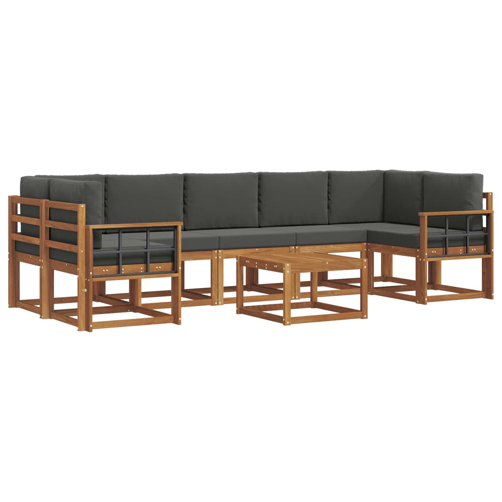 Outdoor-Sofagarnitur mit Kissen 8 pcs Natur und Anthrazit