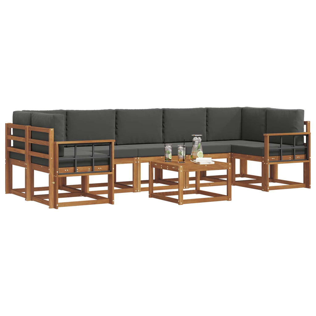 Outdoor-Sofagarnitur mit Kissen 8 pcs Natur und Anthrazit