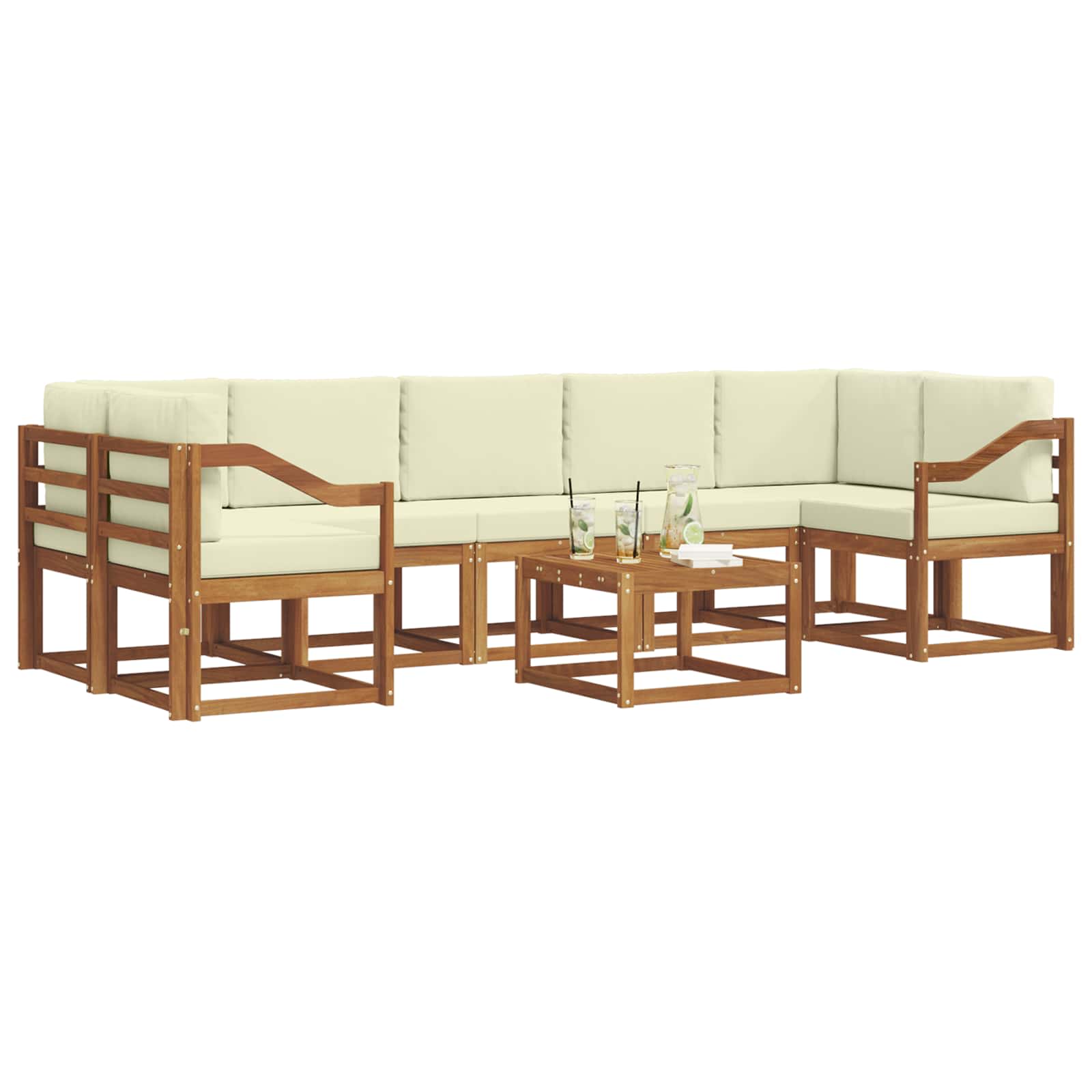 Outdoor-Sofagarnitur mit Kissen 8 pcs Natur und Creme