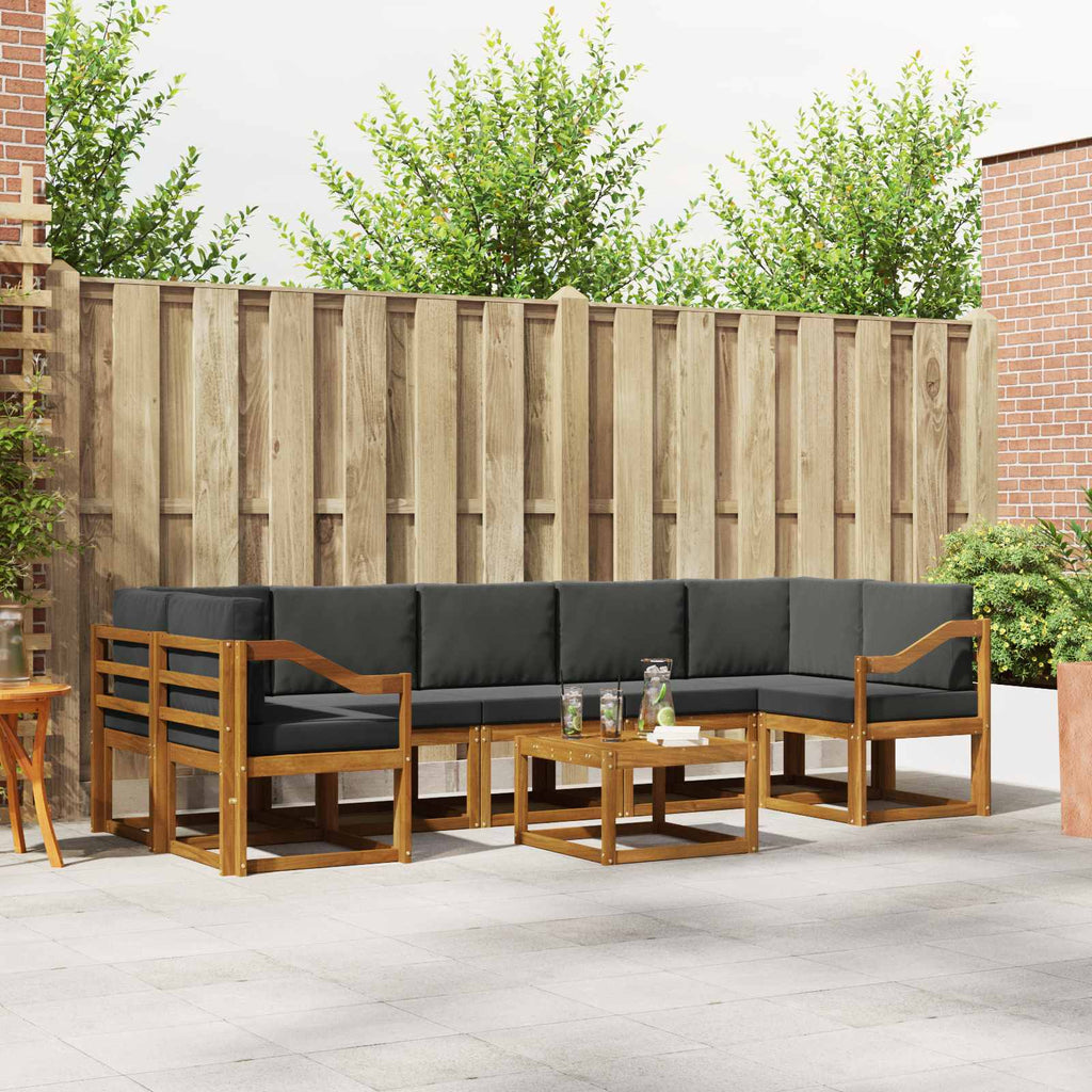 Outdoor-Sofagarnitur mit Kissen 8 pcs Natur und Anthrazit
