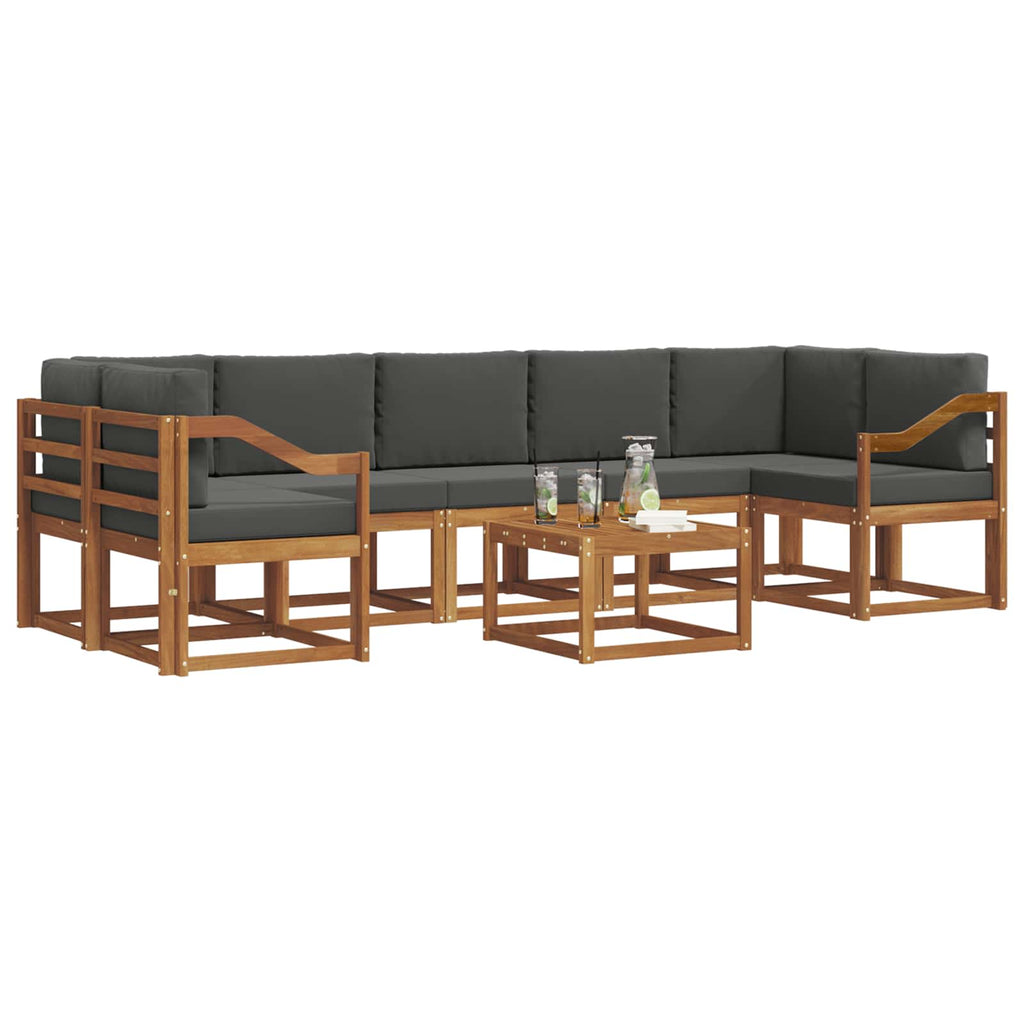 Outdoor-Sofagarnitur mit Kissen 8 pcs Natur und Anthrazit