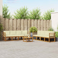 Outdoor-Sofagarnitur mit Kissen 9 pcs Natur und Creme