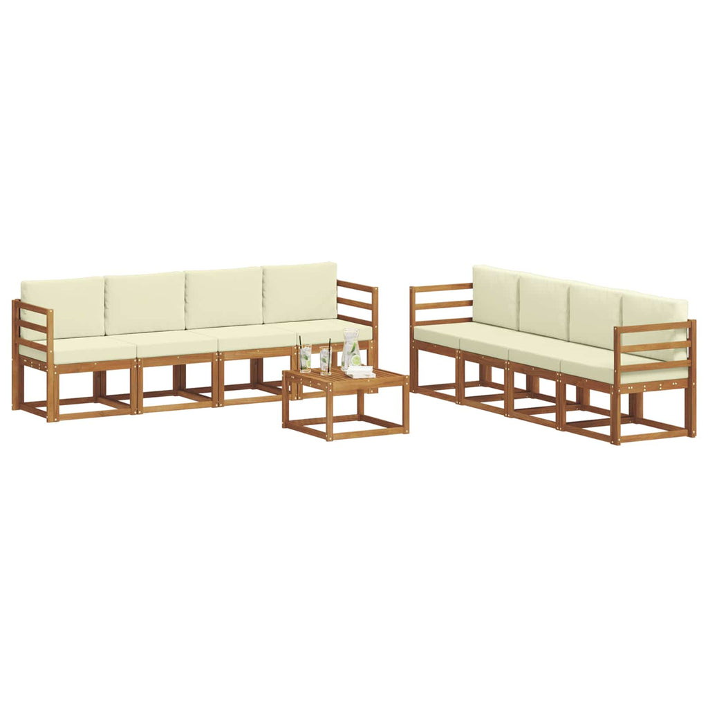 Outdoor-Sofagarnitur mit Kissen 9 pcs Natur und Creme