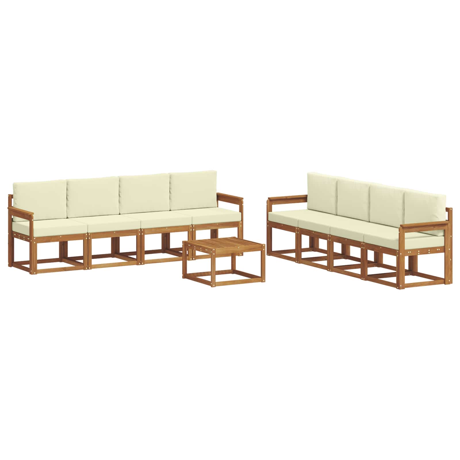 Outdoor-Sofagarnitur mit Kissen 9 pcs Natur und Creme