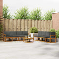 Outdoor-Sofagarnitur mit Kissen 9 pcs Natur und Anthrazit