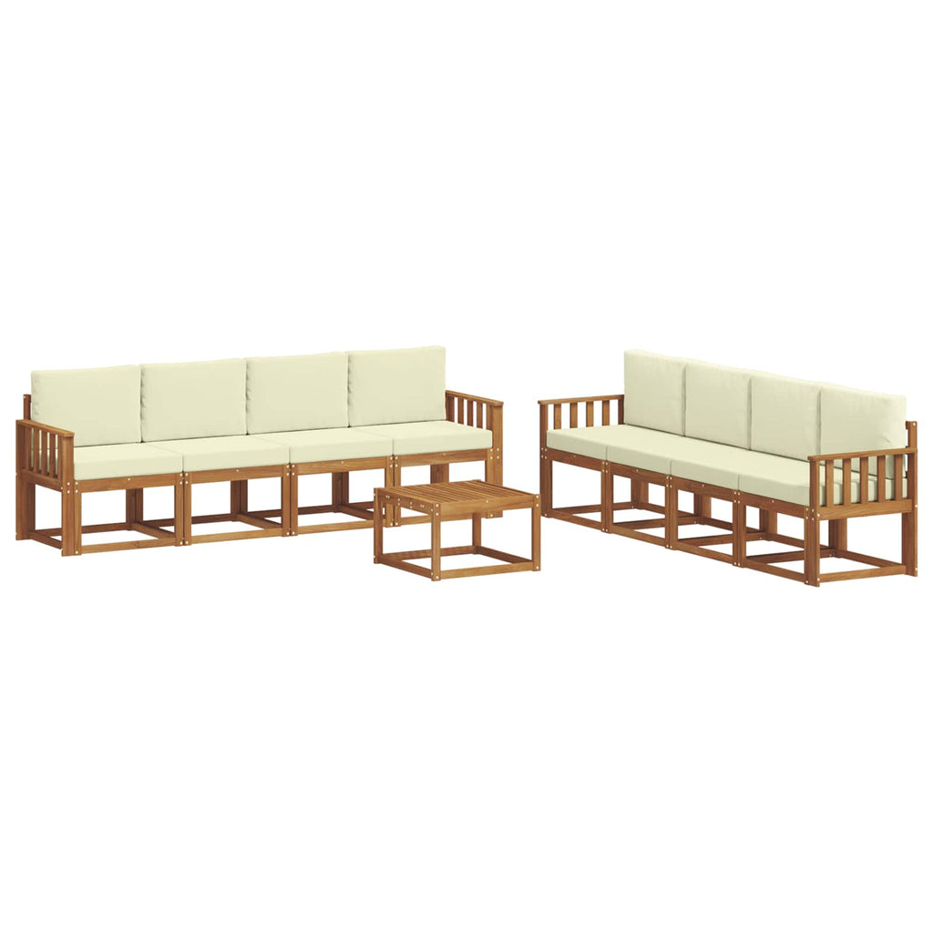 Outdoor-Sofagarnitur mit Kissen 9 pcs Natur und Creme