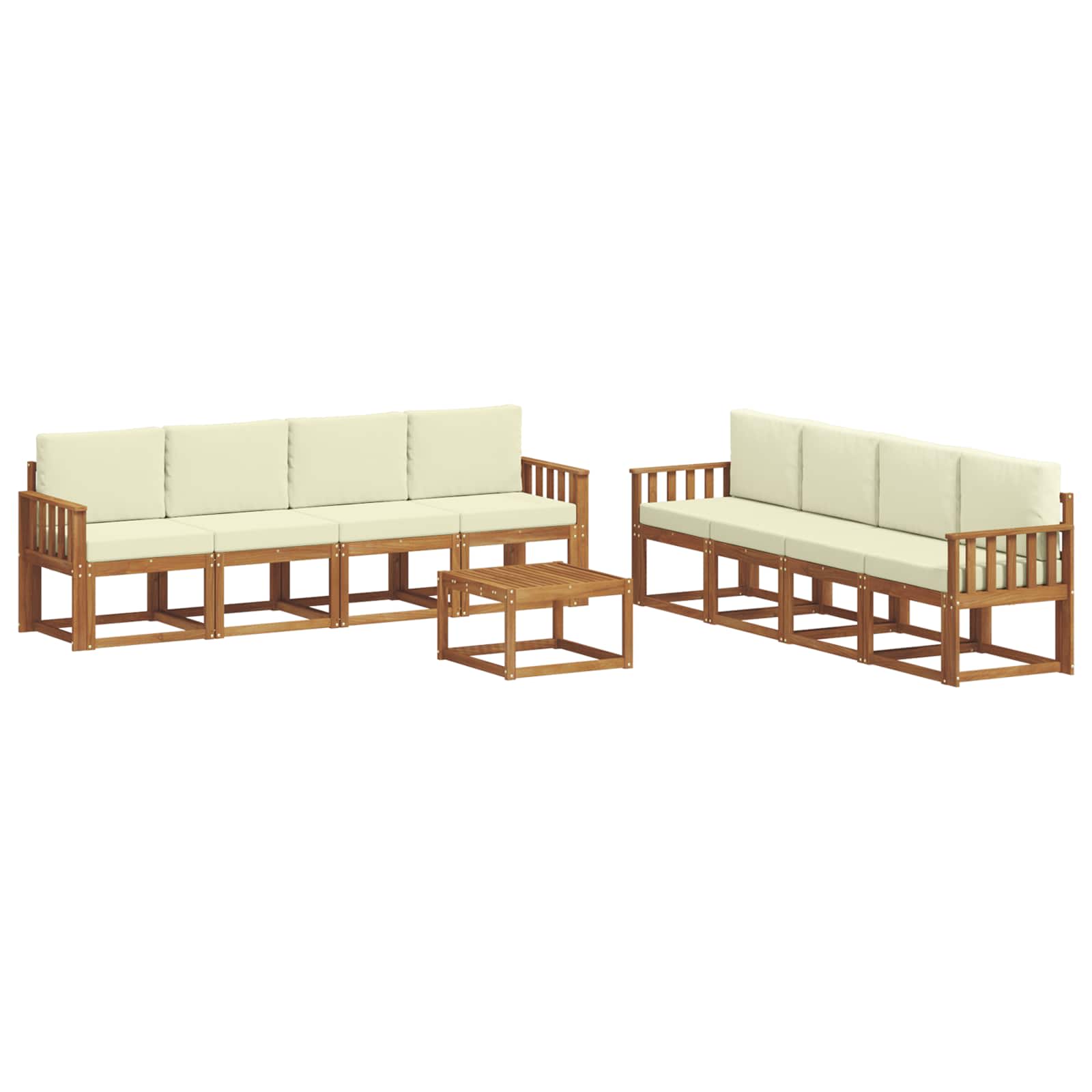 Outdoor-Sofagarnitur mit Kissen 9 pcs Natur und Creme