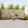 Outdoor-Sofagarnitur mit Kissen 9 pcs Natürlich und Hellgrau