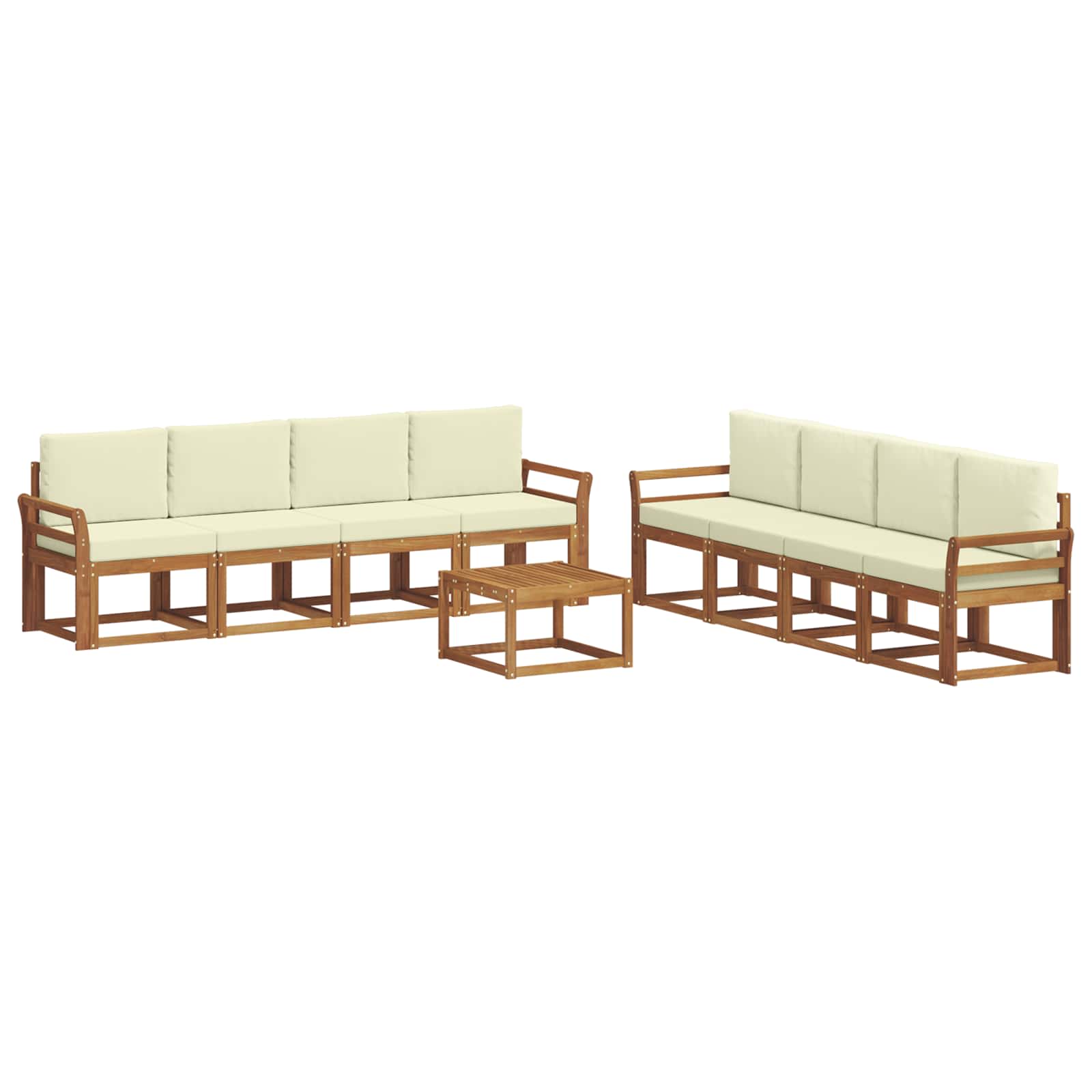 Outdoor-Sofagarnitur mit Kissen 9 pcs Natur und Creme