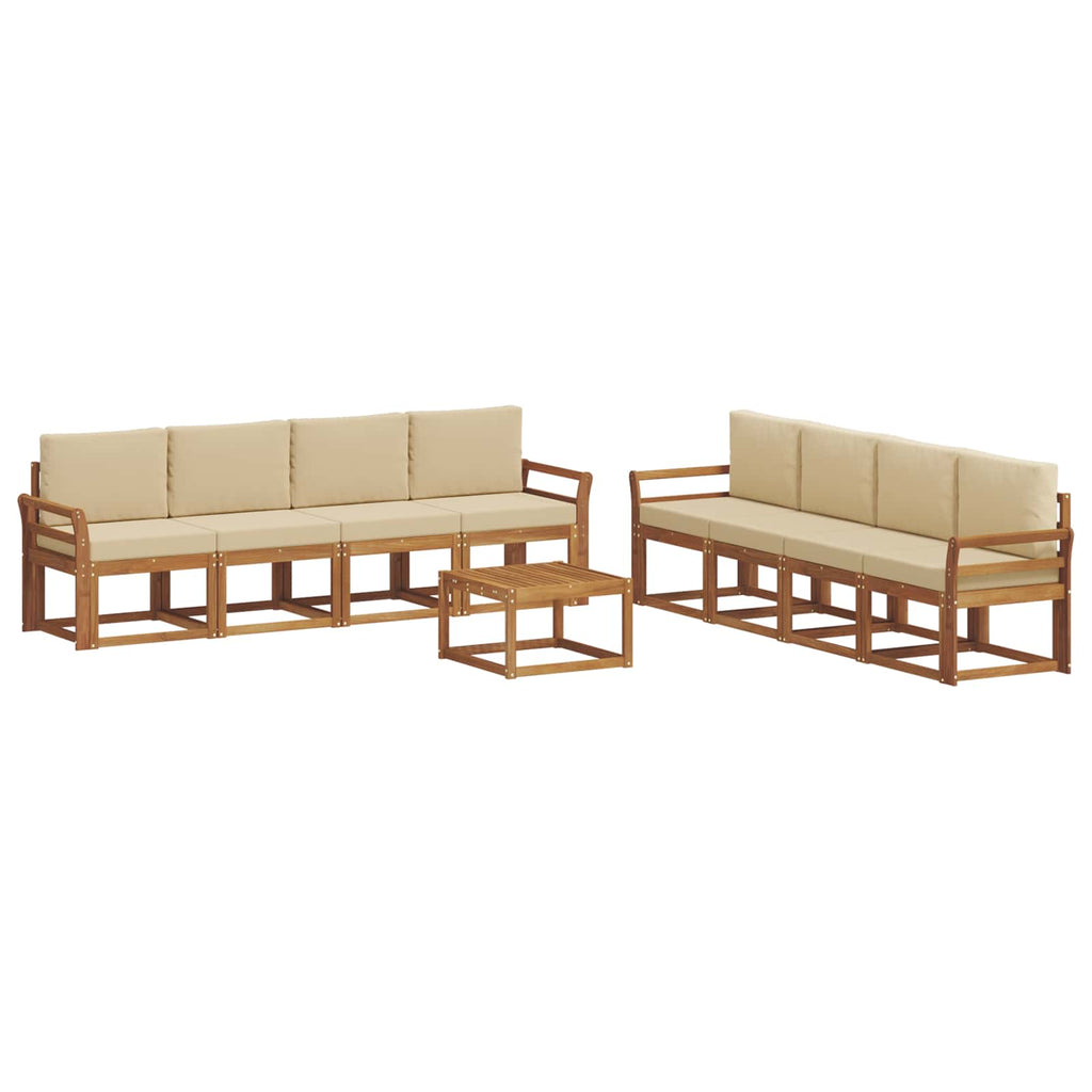 Outdoor-Sofagarnitur mit Kissen 9 pcs Natur und Beige