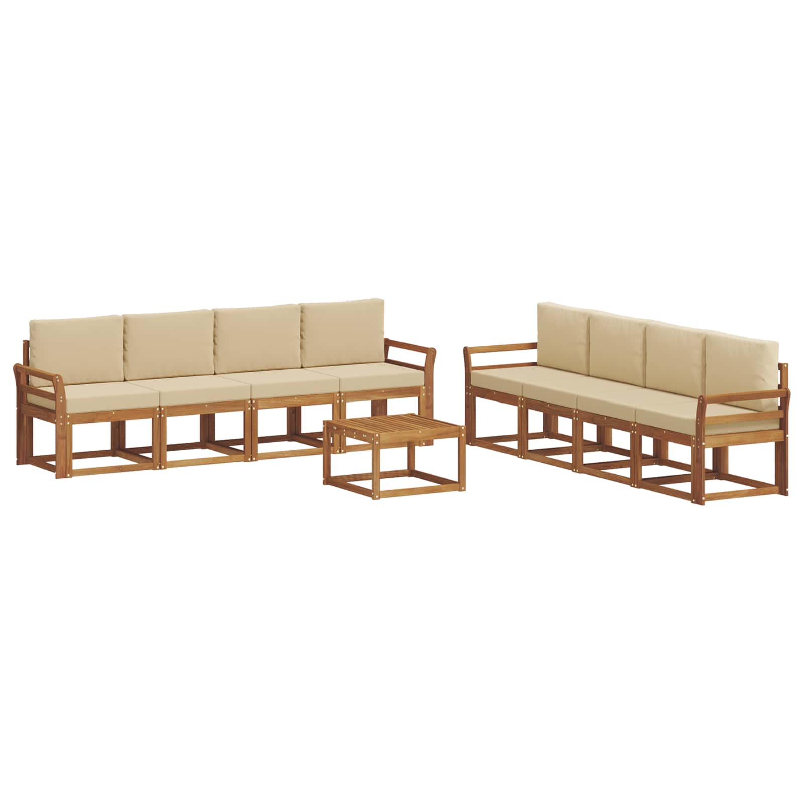 Outdoor-Sofagarnitur mit Kissen 9 pcs Natur und Beige