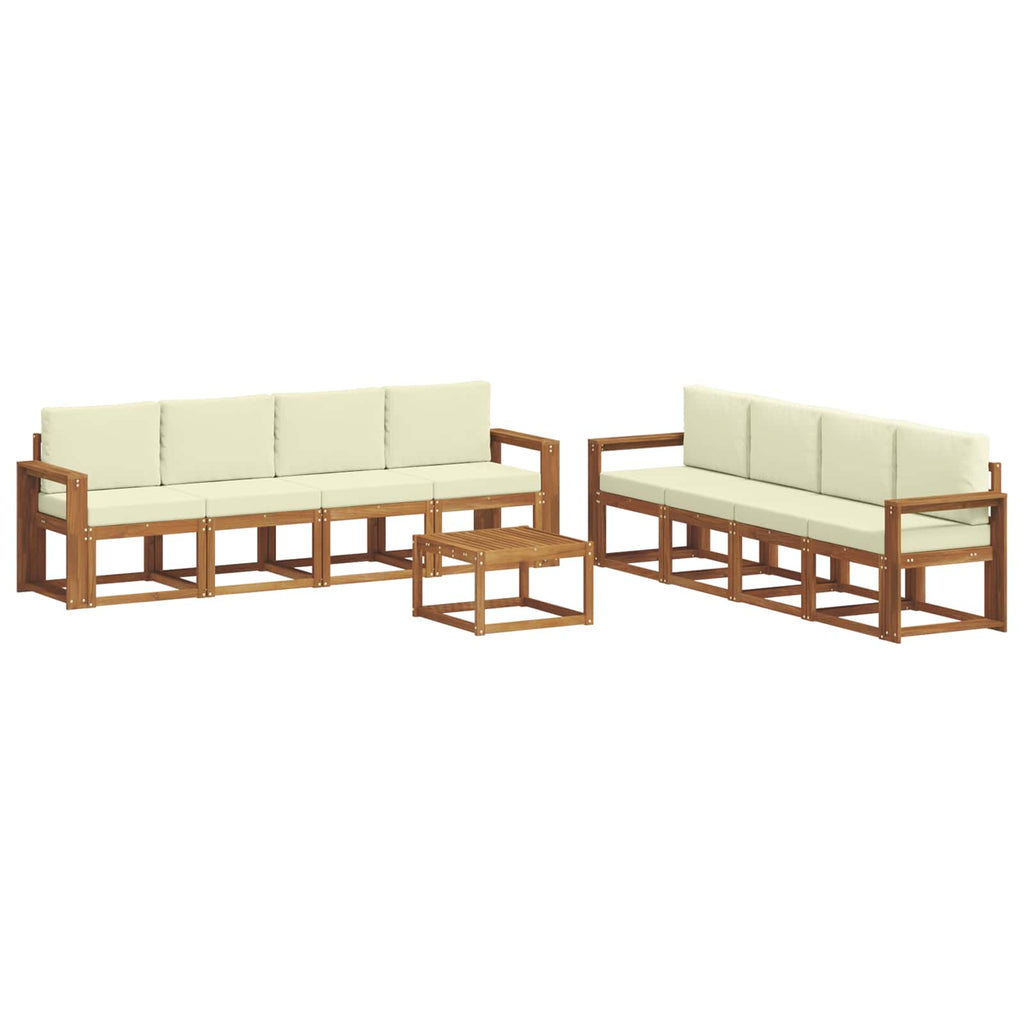 Outdoor-Sofagarnitur mit Kissen 9 pcs Natur und Creme