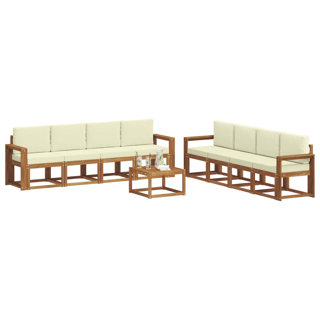 Outdoor-Sofagarnitur mit Kissen 9 pcs Natur und Creme