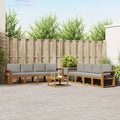Outdoor-Sofagarnitur mit Kissen 9 pcs Natürlich und Hellgrau