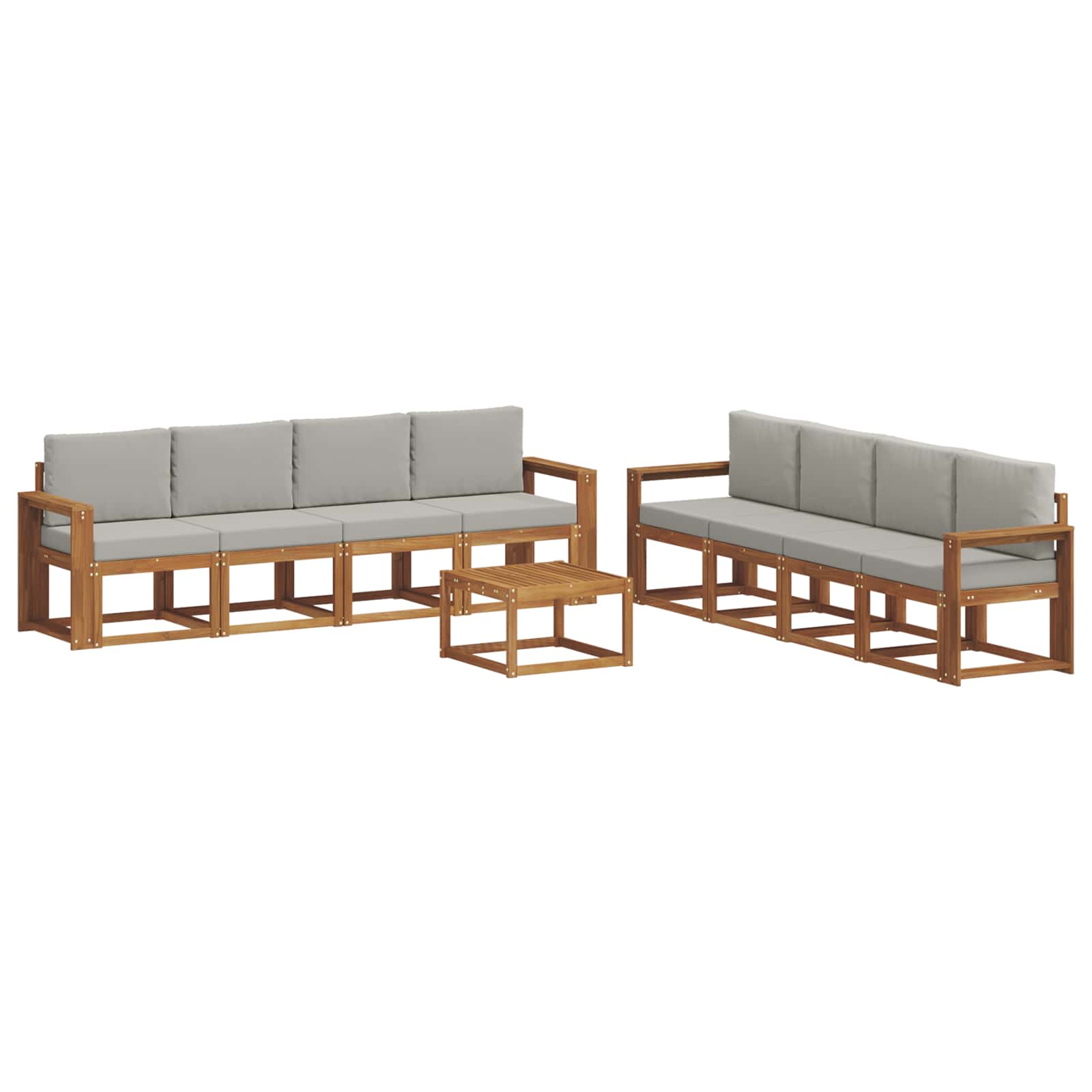 Outdoor-Sofagarnitur mit Kissen 9 pcs Natürlich und Hellgrau