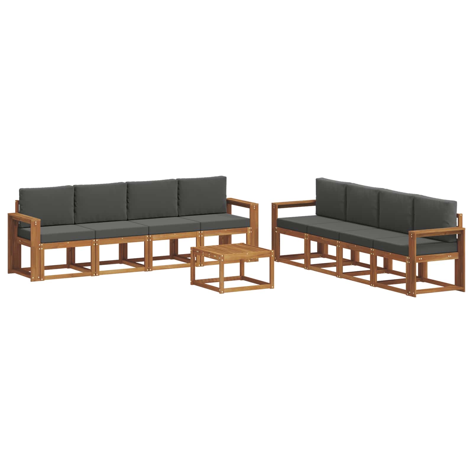 Outdoor-Sofagarnitur mit Kissen 9 pcs Natur und Anthrazit