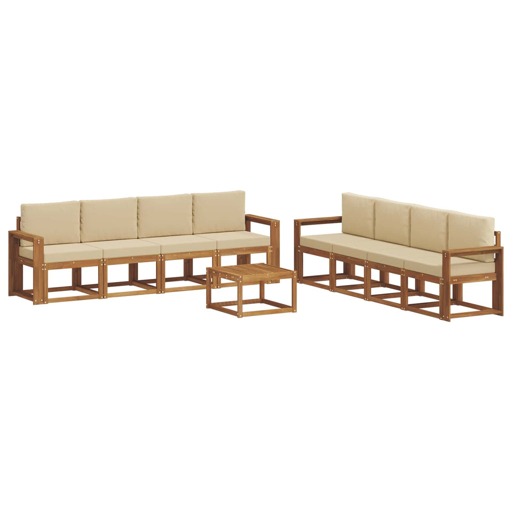 Outdoor-Sofagarnitur mit Kissen 9 pcs Natur und Beige