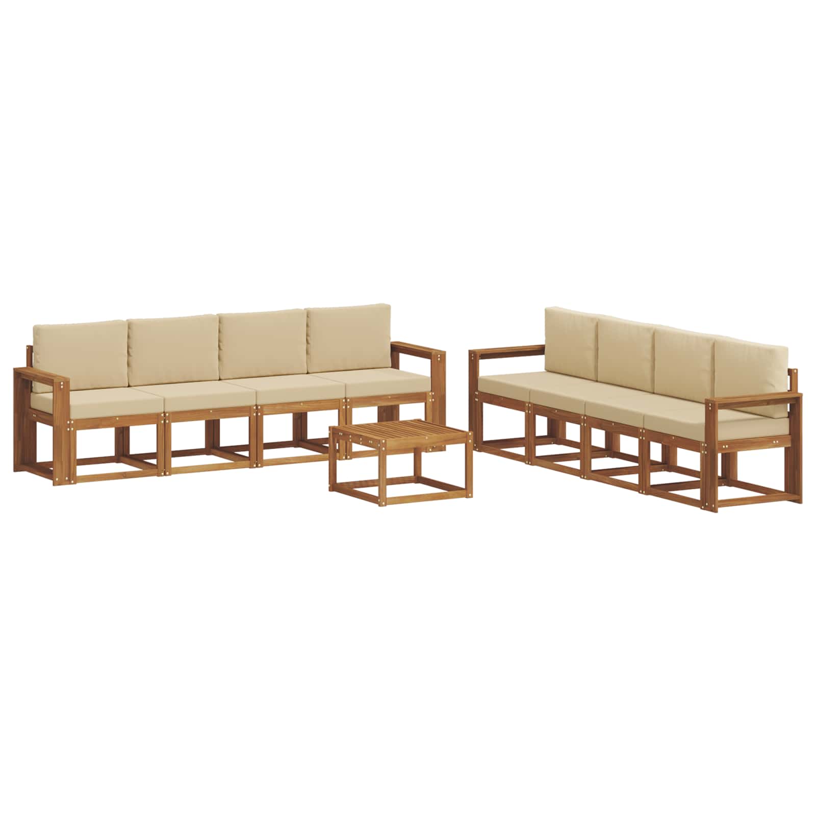 Outdoor-Sofagarnitur mit Kissen 9 pcs Natur und Beige