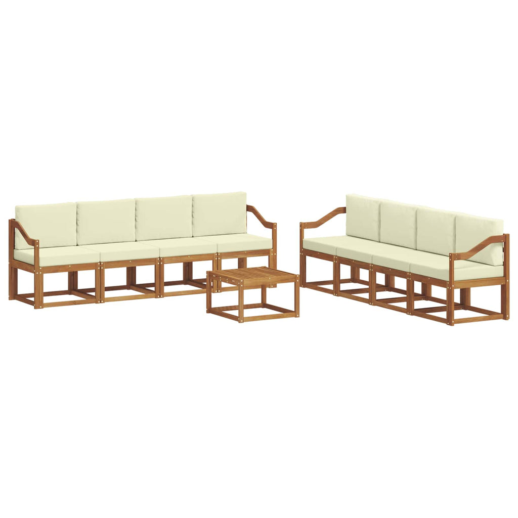 Outdoor-Sofagarnitur mit Kissen 9 pcs Natur und Creme
