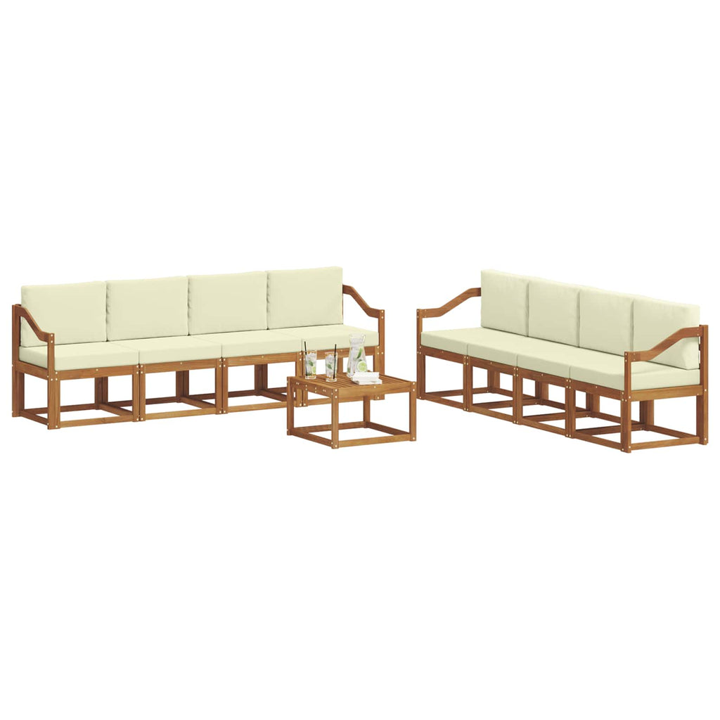Outdoor-Sofagarnitur mit Kissen 9 pcs Natur und Creme