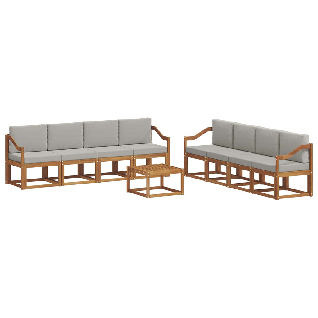 Outdoor-Sofagarnitur mit Kissen 9 pcs Natürlich und Hellgrau