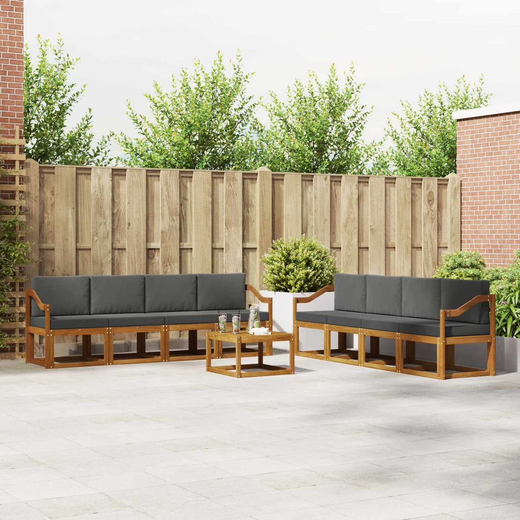 Outdoor-Sofagarnitur 9 pcs Natur und Anthrazit