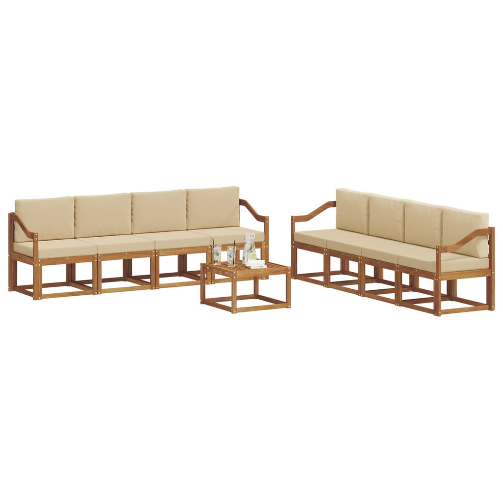 Outdoor-Sofagarnitur mit Kissen 9 pcs Natur und Beige