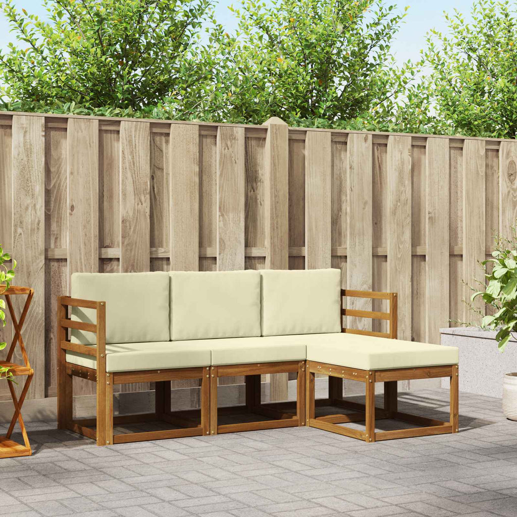 Outdoor-Sofagarnitur mit Kissen 4 pcs Natur und Creme