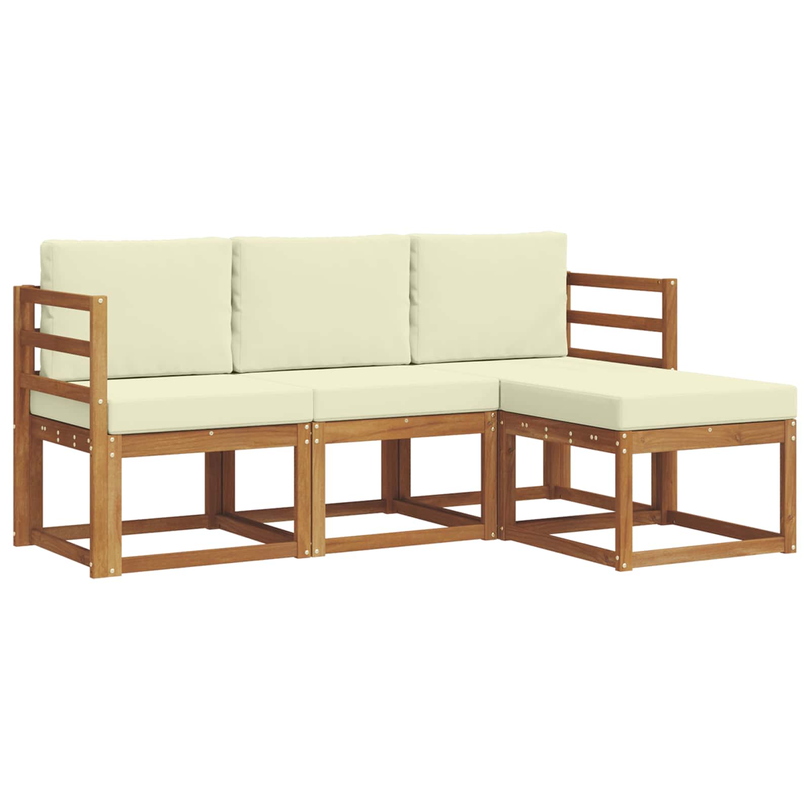 Outdoor-Sofagarnitur mit Kissen 4 pcs Natur und Creme