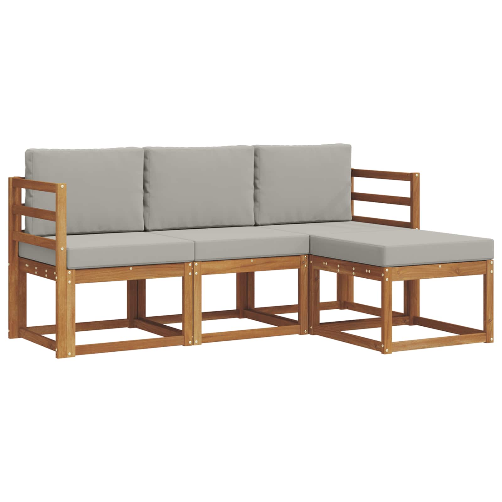 Outdoor-Sofagarnitur mit Kissen 4 pcs Natürlich und Hellgrau