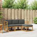 Outdoor-Sofagarnitur mit Kissen 4 pcs Natur und Anthrazit