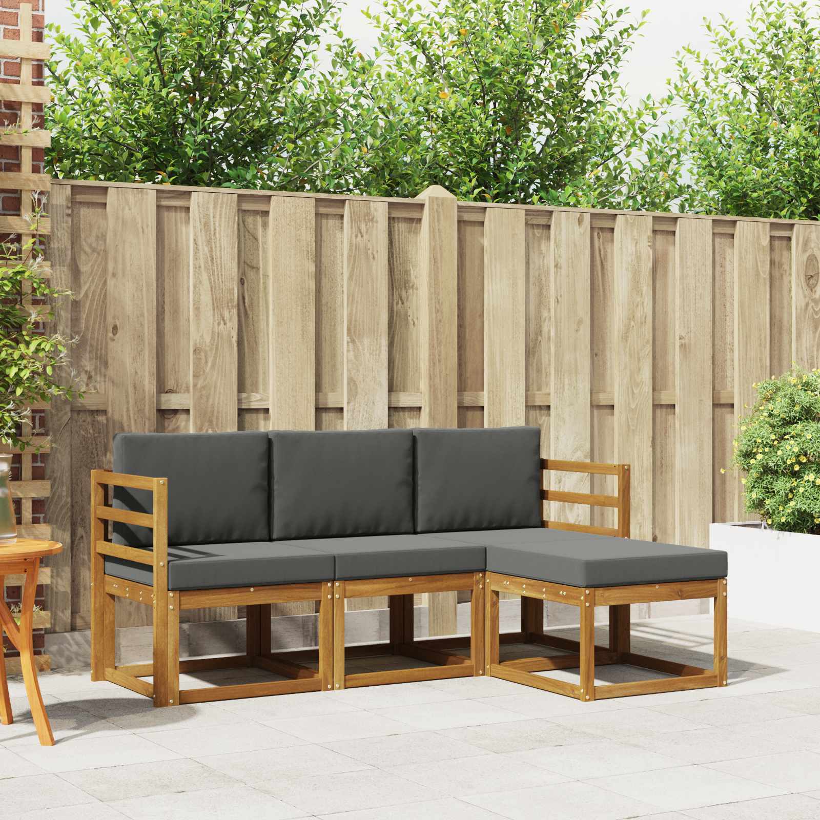 Outdoor-Sofagarnitur mit Kissen 4 pcs Natur und Anthrazit
