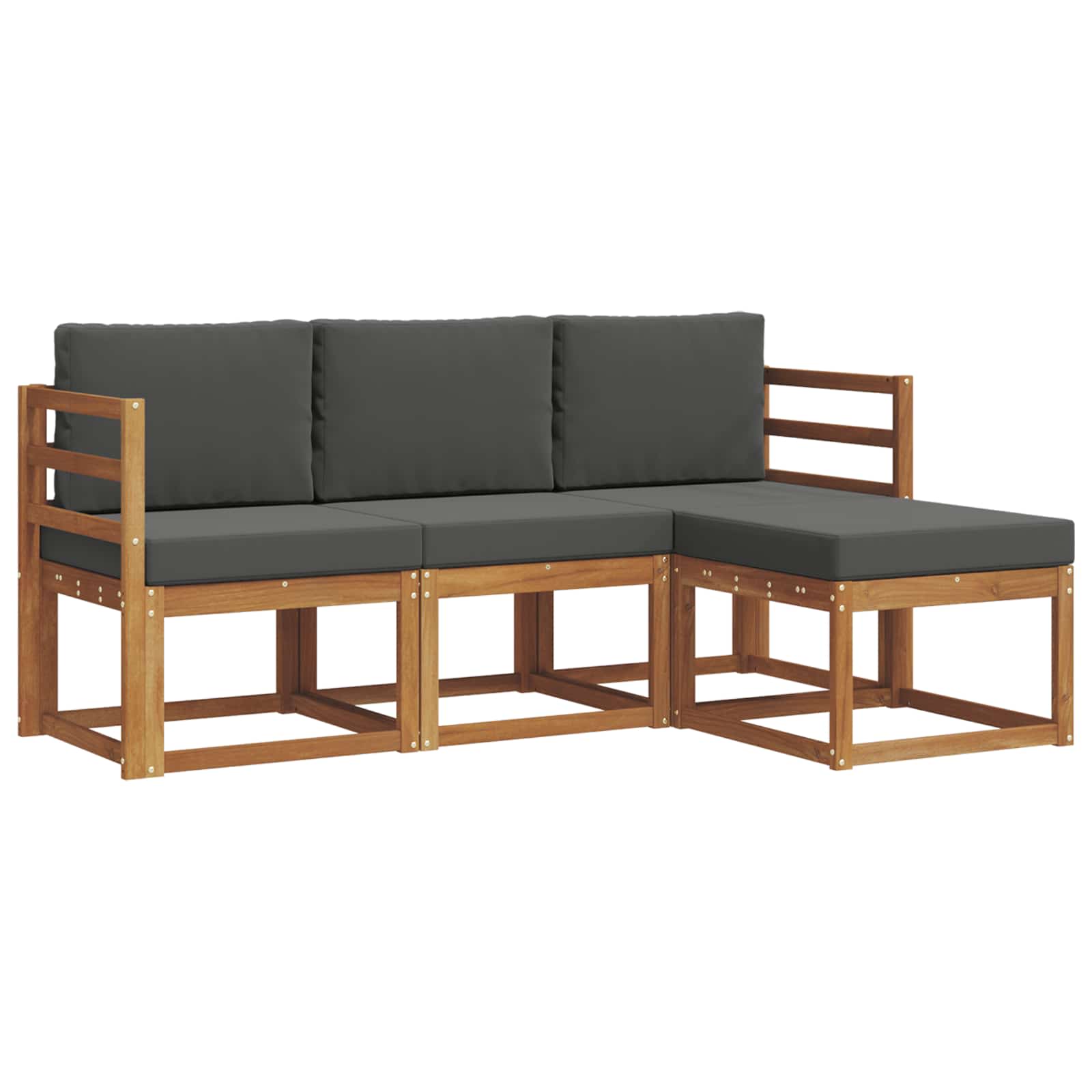 Outdoor-Sofagarnitur mit Kissen 4 pcs Natur und Anthrazit