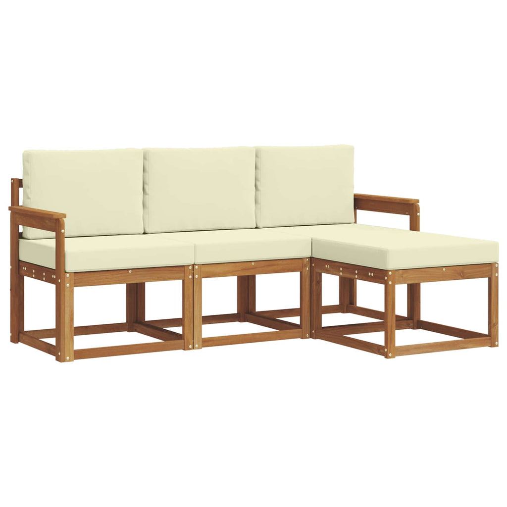 Outdoor-Sofagarnitur mit Kissen 4 pcs Natur und Creme
