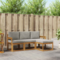 Outdoor-Sofagarnitur mit Kissen 4 pcs Natürlich und Hellgrau